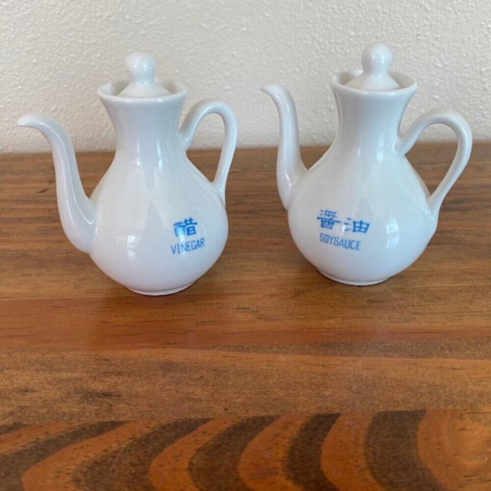 Landex Miniature Porcelain Soy Sauce and Vinegar Pitchers